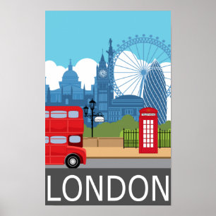 affiche d'art londonien rétro