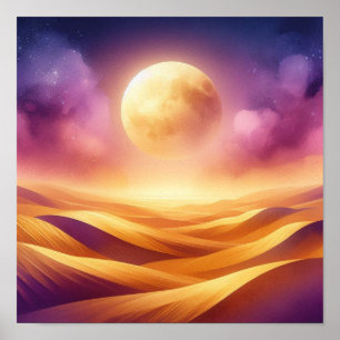 Affiche d'art minimaliste du désert au crépuscule