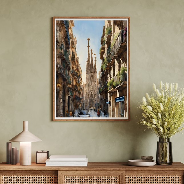 Affiche d'art moderne de la Sagrada Familia de Bar (Barcelona Sagrada De Familia Modern Art Poster)