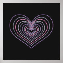 Affiche d'art mural à cœur néon violet