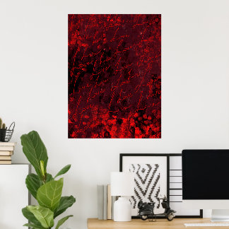 Affiche d'art mural abstrait rouge romantique