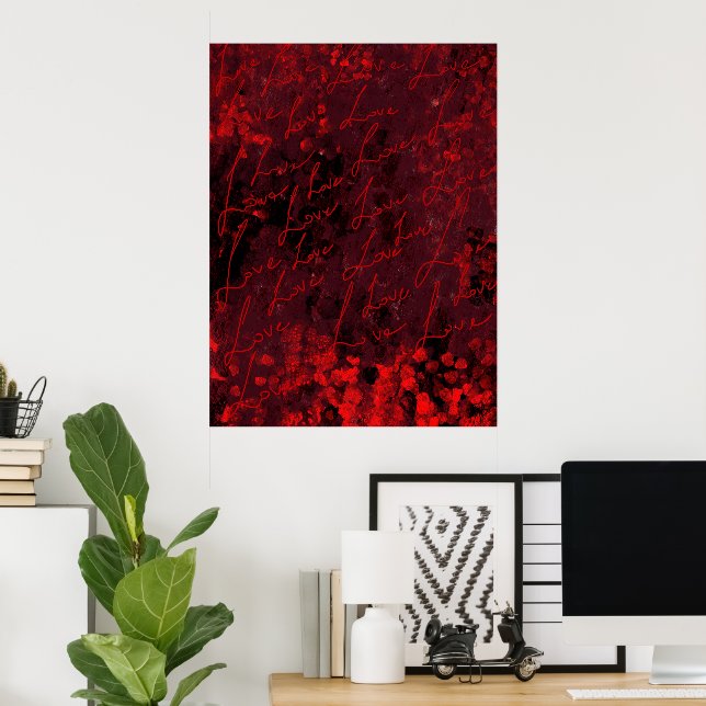 Affiche d'art mural abstrait rouge romantique (Bureau à domicile)