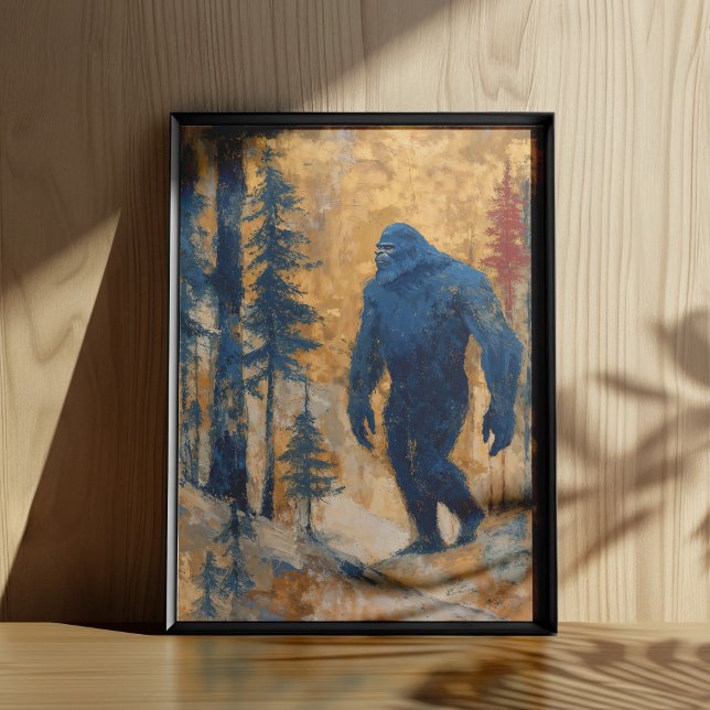 Affiche d'art mural Bigfoot Impression Peinture Es (AI-assisted painterly Bigfoot illustration with authentic textures, meticulously edited.)