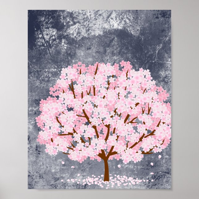 Affiche d'art mural d'arbre de fleurs de cerisier  (Devant)