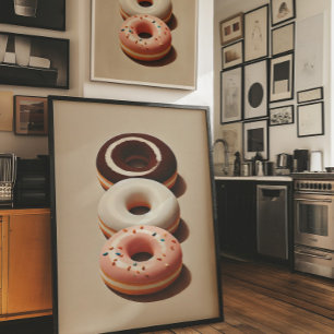Affiche d'art mural de beignet esthétique minimali