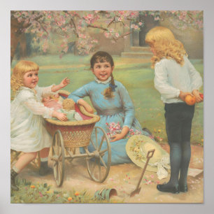 Affiche d'art mural de jardin pour enfants vintage