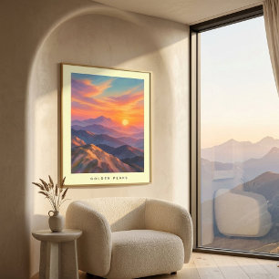 Affiche d'art mural de montagne de coucher de sole