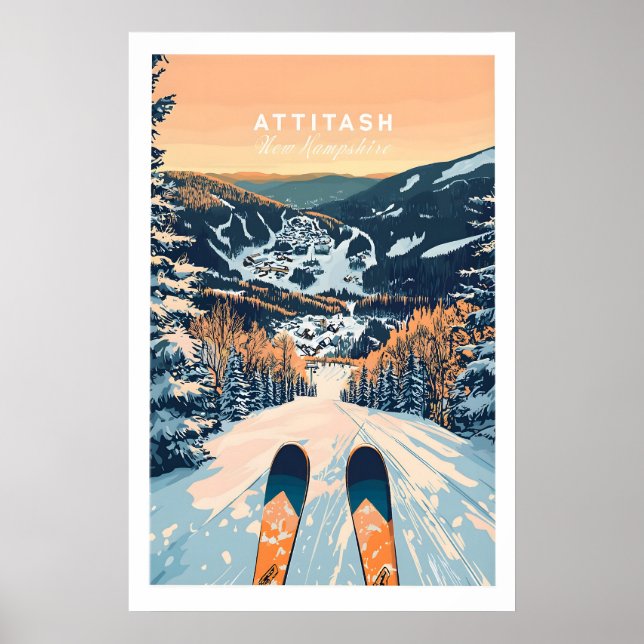 Affiche d'art mural de ski Attitash 1 (Devant)
