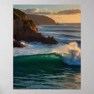 Affiche d'art mural de vague océanique
