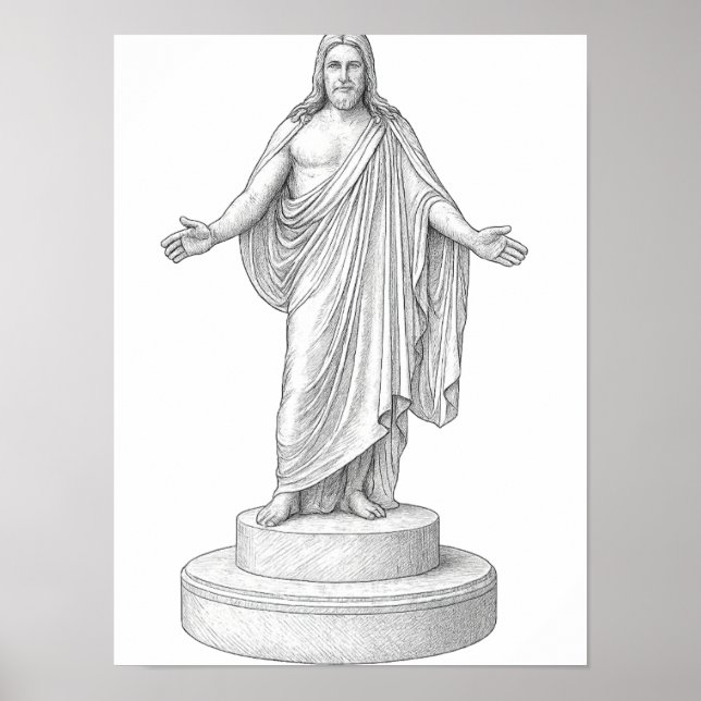Affiche d'art mural dessin au trait Christus (Devant)