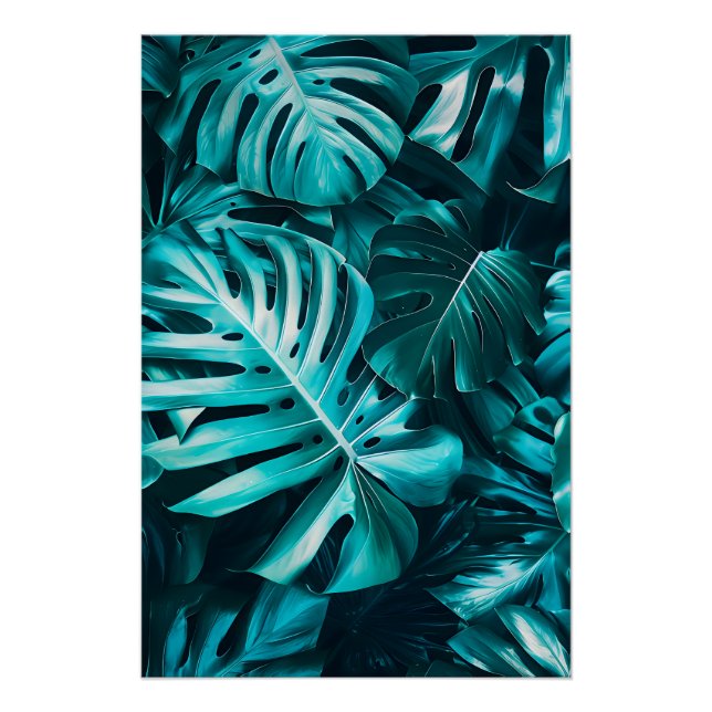 Affiche d'art mural élégante à motif de feuille de (Devant)