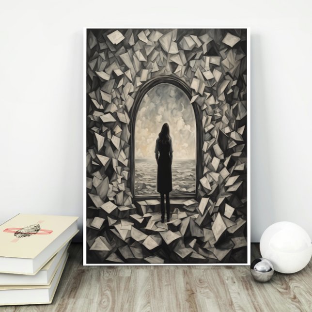 Affiche d'art mural en papiers flottants monochrom (Créateur téléchargé)