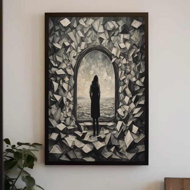 Affiche d'art mural en papiers flottants monochrom (Créateur téléchargé)