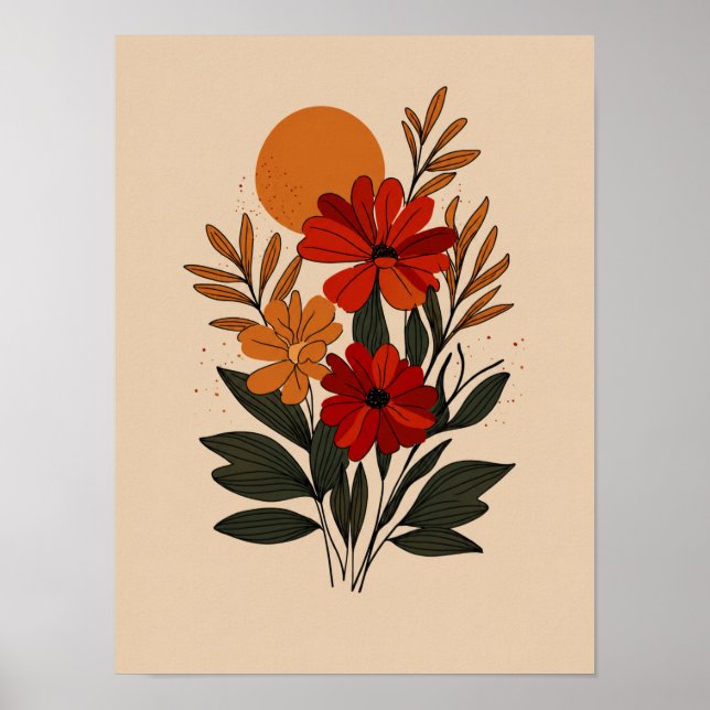 Affiche d'art mural floral botanique moderne (Devant)
