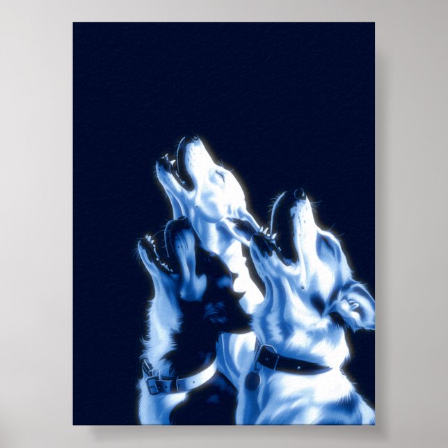 Affiche d'art mural Impression de chiens hurlants  (Devant)