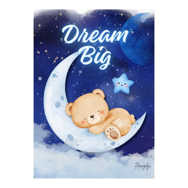 Affiche d'art mural imprimable Ourson - rêve grand (Teddy Bear printable wall art poster-dream big)