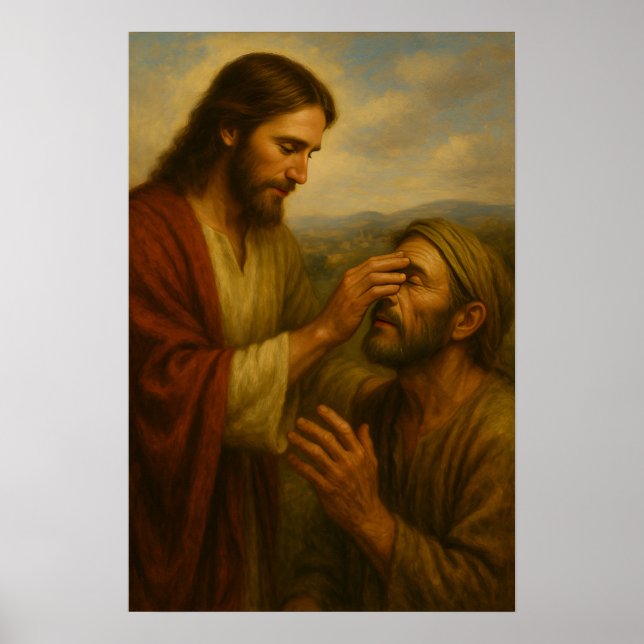 Affiche d'art mural Jésus et l'aveugle™ LDS (Devant)