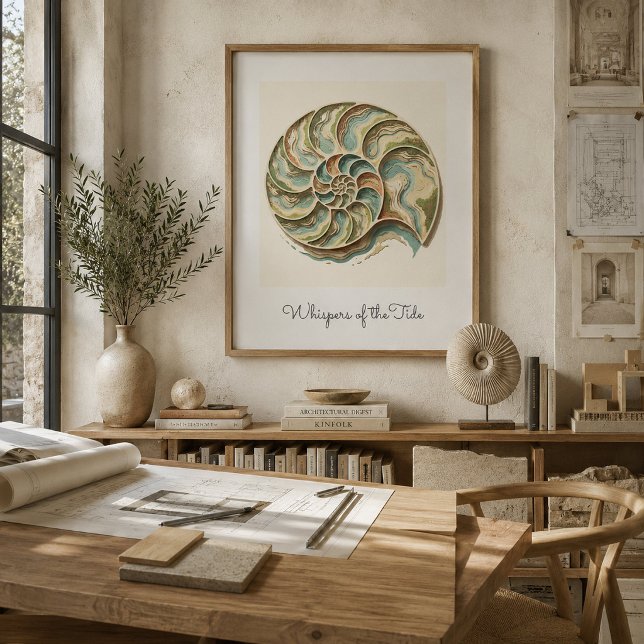 Affiche d'art mural moderne de coquille de nautile (Créateur téléchargé)