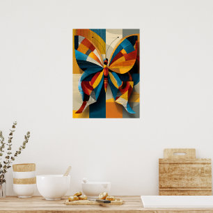 Affiche d'art mural papillon géométrique