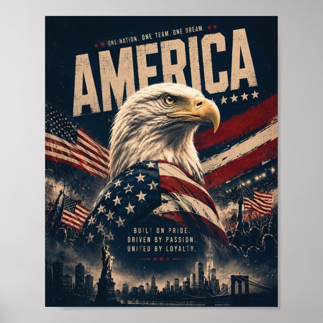Affiche d'art mural patriotique de l'aigle chauve  (Devant)