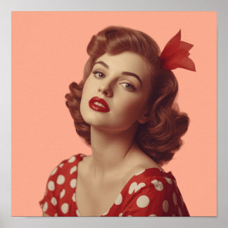 Affiche d'art mural rétro Pin-Up Girl des années 1
