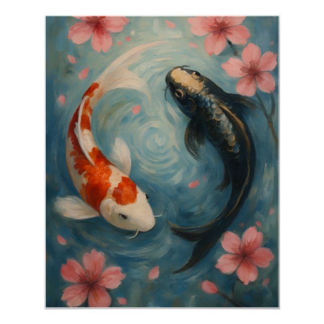 Affiche d'art mural Yin Yang Koi Fish  (Devant)