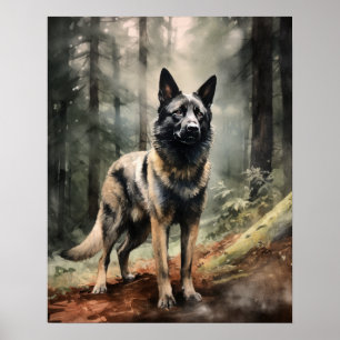Affiche d'art norvégien Elkhound Dog