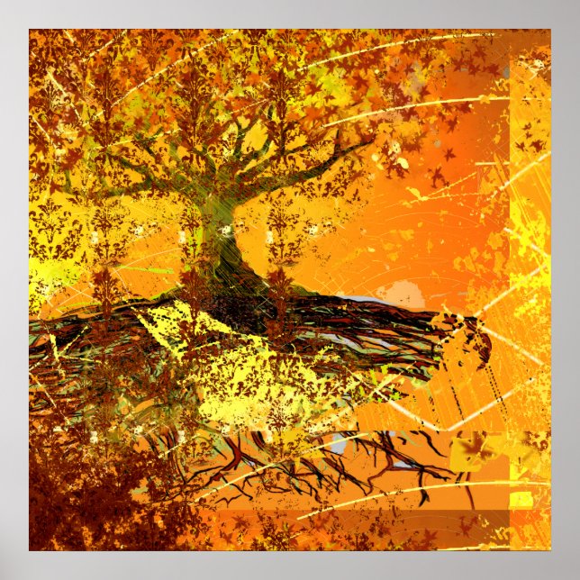 Affiche d'art original - Arbre aux racines en détr (Devant)