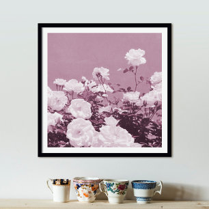 Affiche d'art photo de jardin floral de roses viol