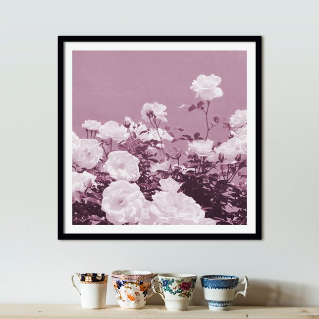 Affiche d'art photo de jardin floral de roses viol (Créateur téléchargé)