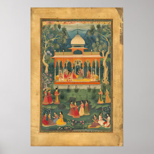 Affiche d'art Pichwai indien Pavillon royal Mughal
