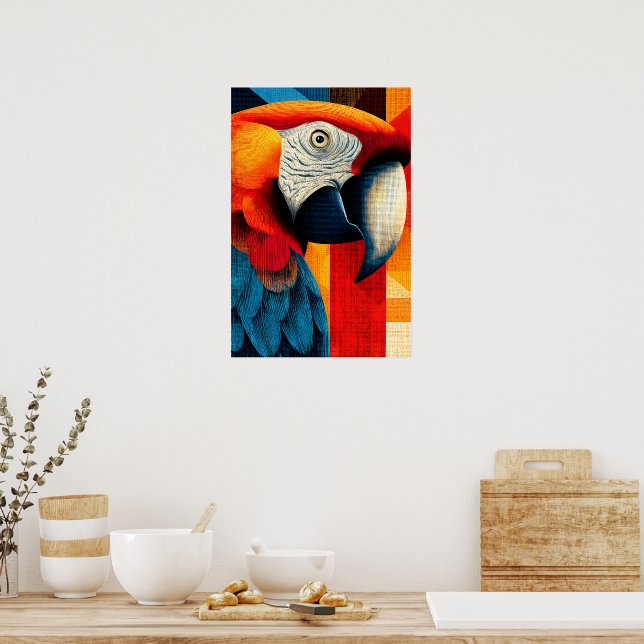 Affiche d'art pop géométrique de perroquet Ara vib (Cuisine)