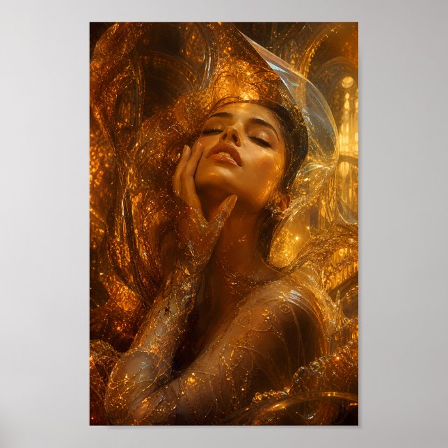 Affiche d'art portrait Rêverie ambre fondu (Devant)