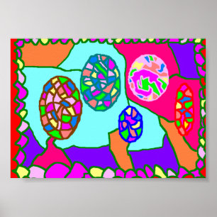 Affiche d'art primitif tribal aux couleurs vives
