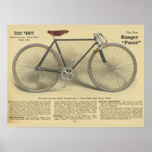 Affiche d'art publicitaire sur le vélo Ranger Vint