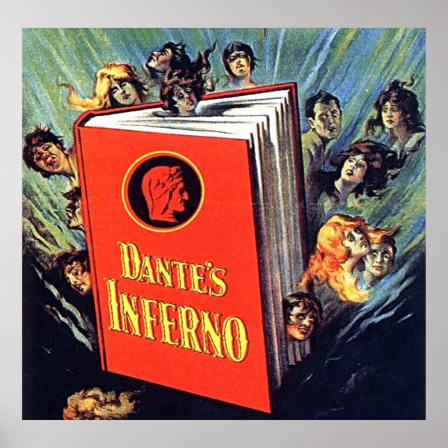 Affiche d'art rétro horreur de l'Enfer de Dante (Devant)