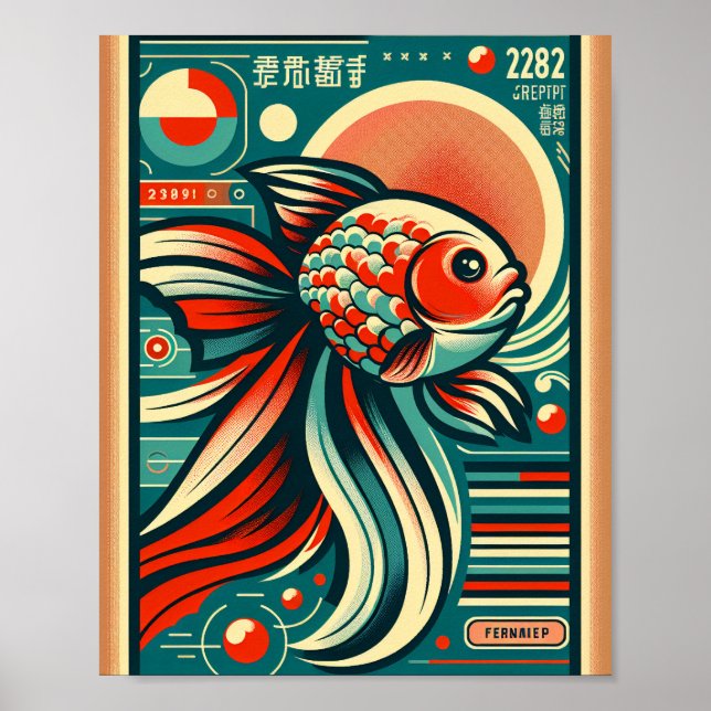 Affiche d'art Rétro Poisson Rouge (Devant)