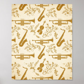 Affiche d'art silhouette d'instrument en cuivre vi