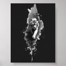 Affiche d'art sombre au lavis d'encre de tigre