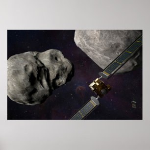 Affiche Dart Spacecraft Et Le Liciacube Avant Impact