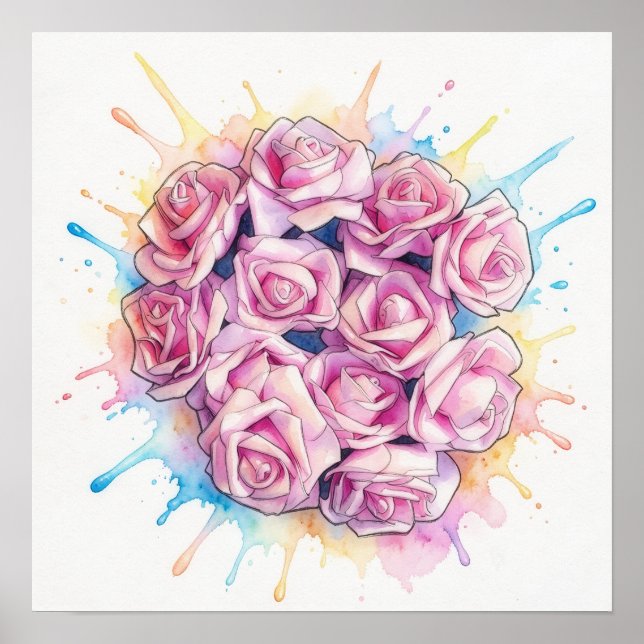 Affiche d'art Splash of Pink Roses grand format (Devant)