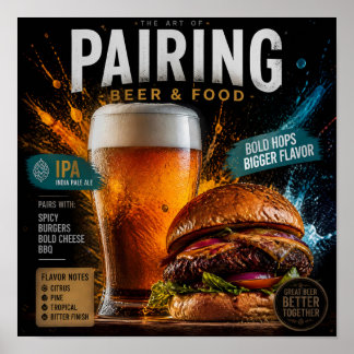 Affiche d'art sur l'association de bière houblonné