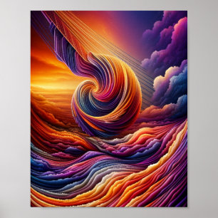 Affiche d'art sur les nuages au coucher du soleil