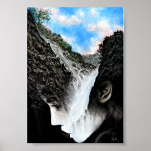 Affiche d'art surréaliste sur la nature humaine -