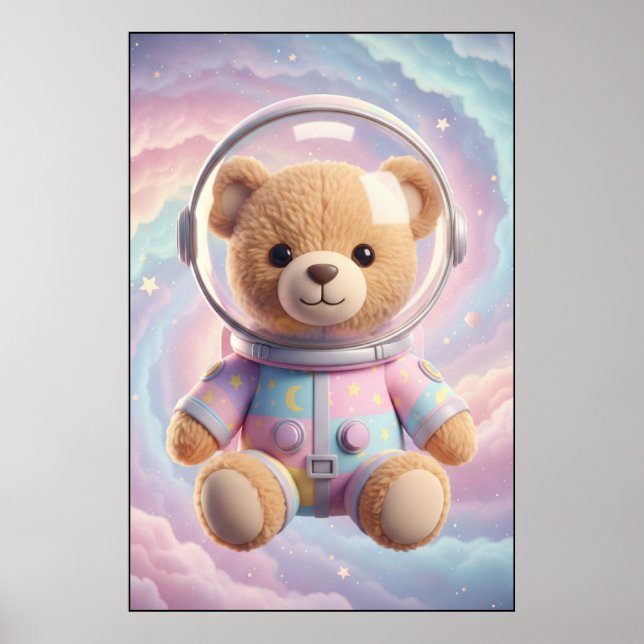 Affiche d'art Teddy Astronaute Cosmique (Devant)