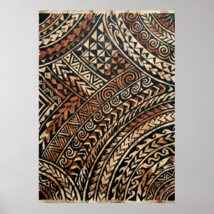 Affiche d'art tribal polynésien Inspiration tato