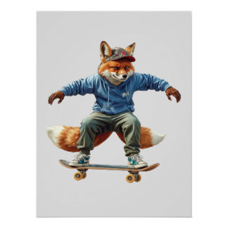 Affiche d'art urbain Skater Fox