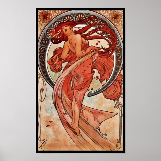 Affiche d'art vintage Alfons Mucha 1898 Danse (Devant)