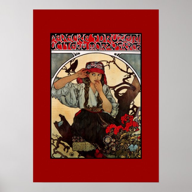 Affiche d'art vintage Alfons Mucha Enseignants mor (Devant)