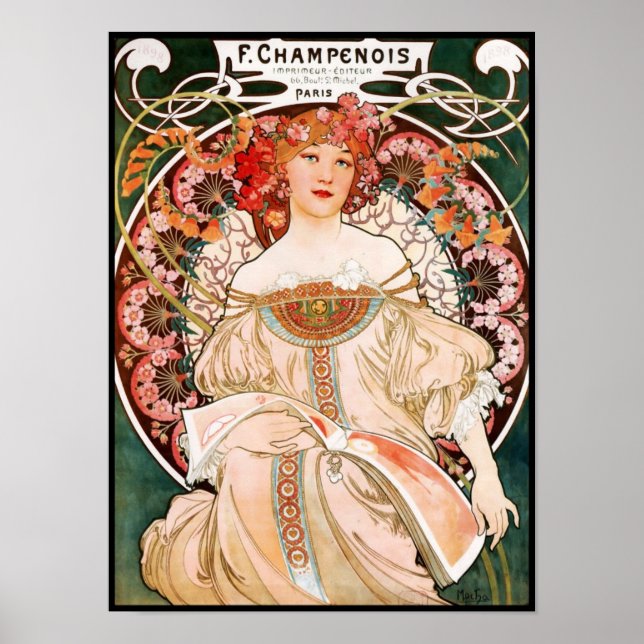 Affiche d'art vintage Alfons Mucha F Champenois (Devant)